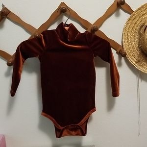 Baby boutique turtle neck velvet onsie